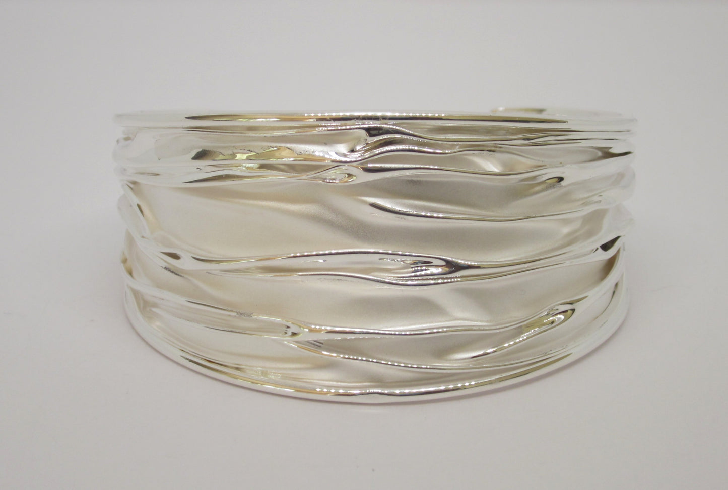 925 Sterling Silver Bracelet Cuff, Wave Pattern — from minimalist to contemporary