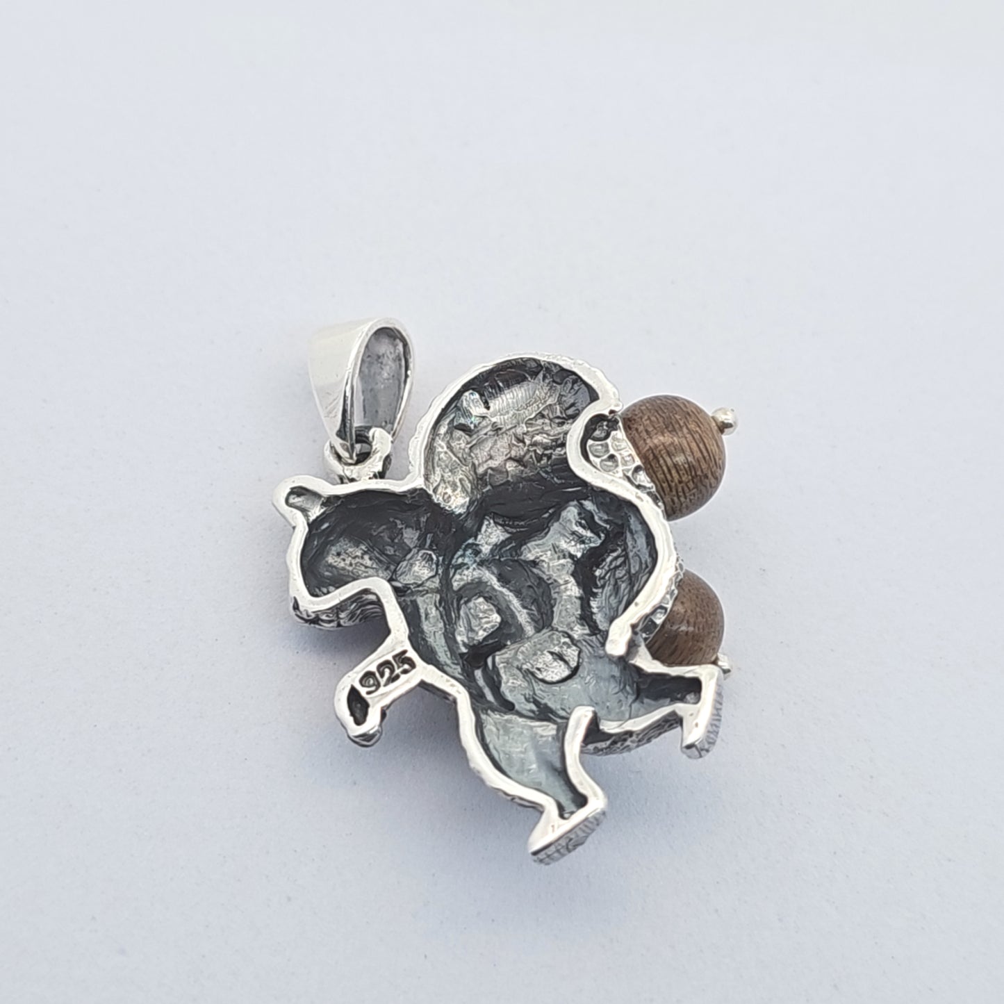 Handmade Sterling Silver Squirrel Pendant: Sandalwood Acorns, 925 Silver Necklace Chain, Nature lovers collection