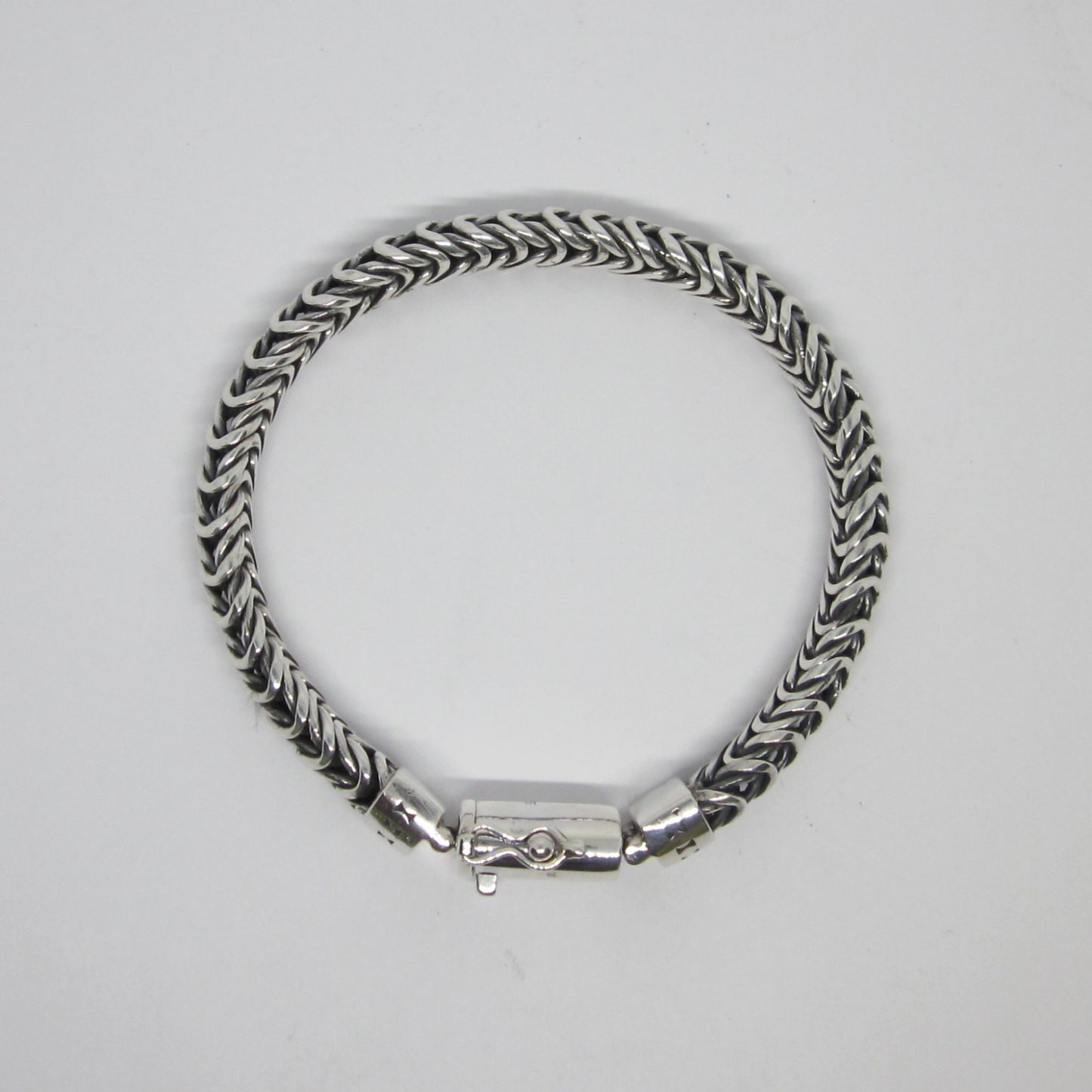 Handcraft Oxidized Sterling Silver Woven Chain Bracelet - Dragon Body Inspired, Gothic Men’s Oxidized Biker Style Jewelry
