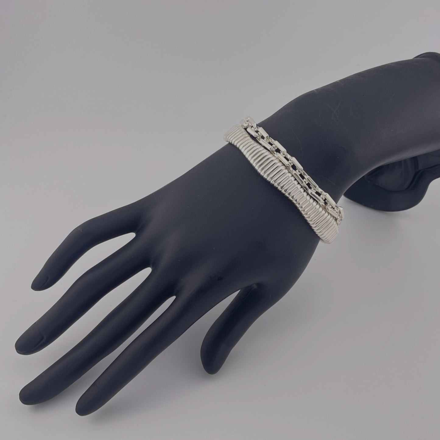 925 Sterling Silver Sleek Ribbed Cuff Bracelet, Made in Italy, high-polish finish and flexible open design, contemporary industrial design
