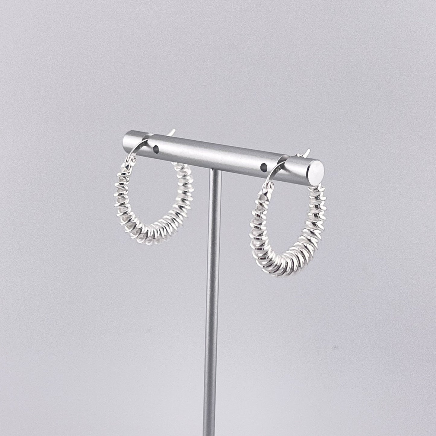 Sterling Silver Spiral Hoop Earrings: Modern Stacked Design