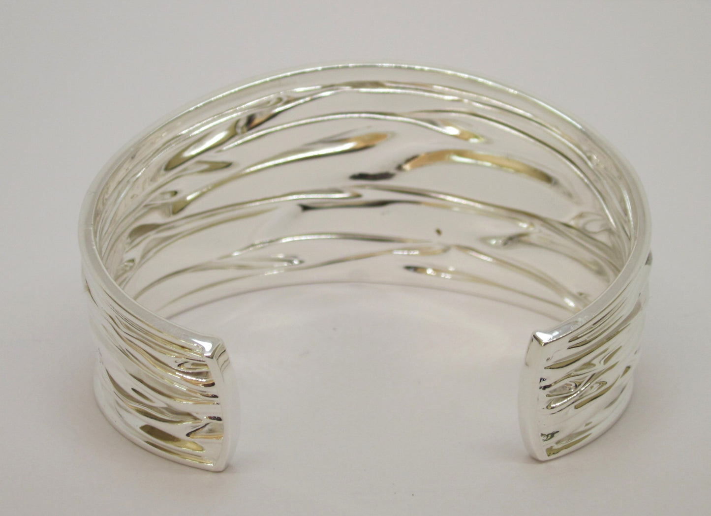 925 Sterling Silver Bracelet Cuff, Wave Pattern — from minimalist to contemporary