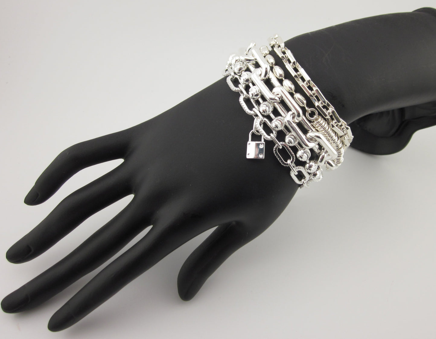 Chunky Sterling Silver Link Bracelet: Bold Rectangular Chain, Adjustable Length, Mirror High polished