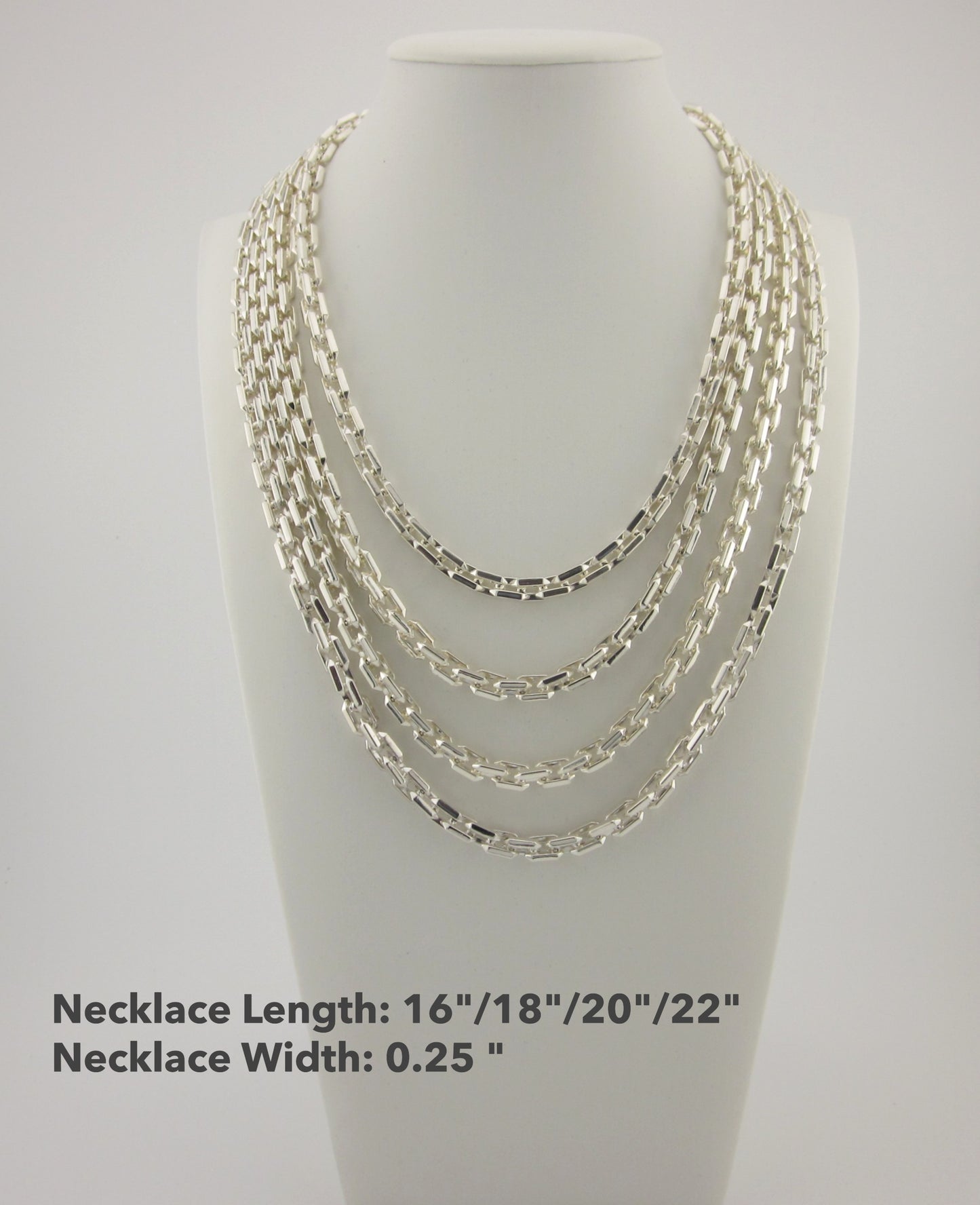 Italian 925 Sterling Silver Box Chain:  Unisex Jewelry Made in Italy