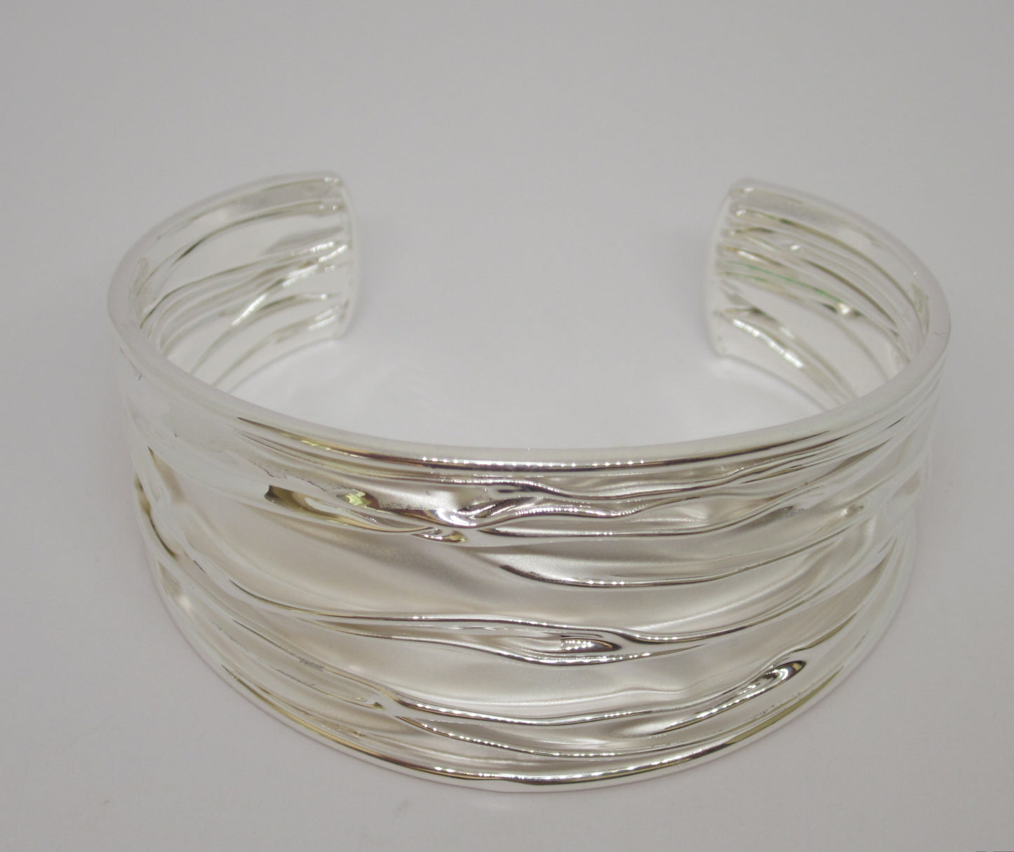 925 Sterling Silver Bracelet Cuff, Wave Pattern — from minimalist to contemporary