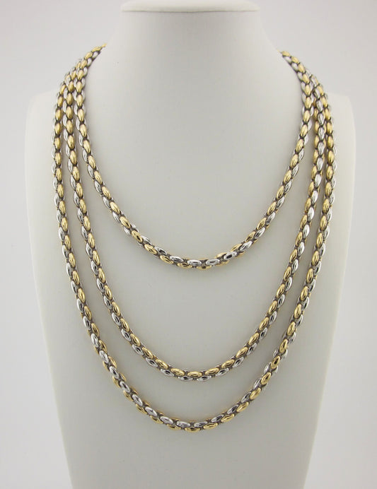Two-Tone 925 Sterling Silver Chain: Gold Plated Necklace & Bracelet, Made in Italy