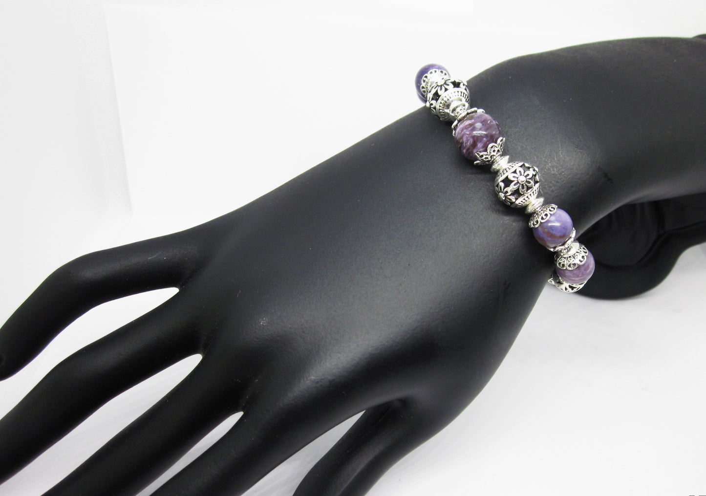 Handmade Purple Charoite & 925 Sterling Silver Bracelet – One of a Kind, Adjustable Length, Spiritual gifts, Genuine gemstone, unique design