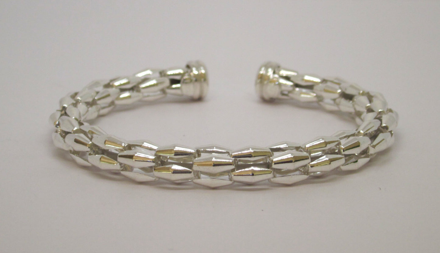 Italian Polished 925 Sterling Silver Bangle - Geometric Design, modern silver bangle, minimalist bangle bracelet.
