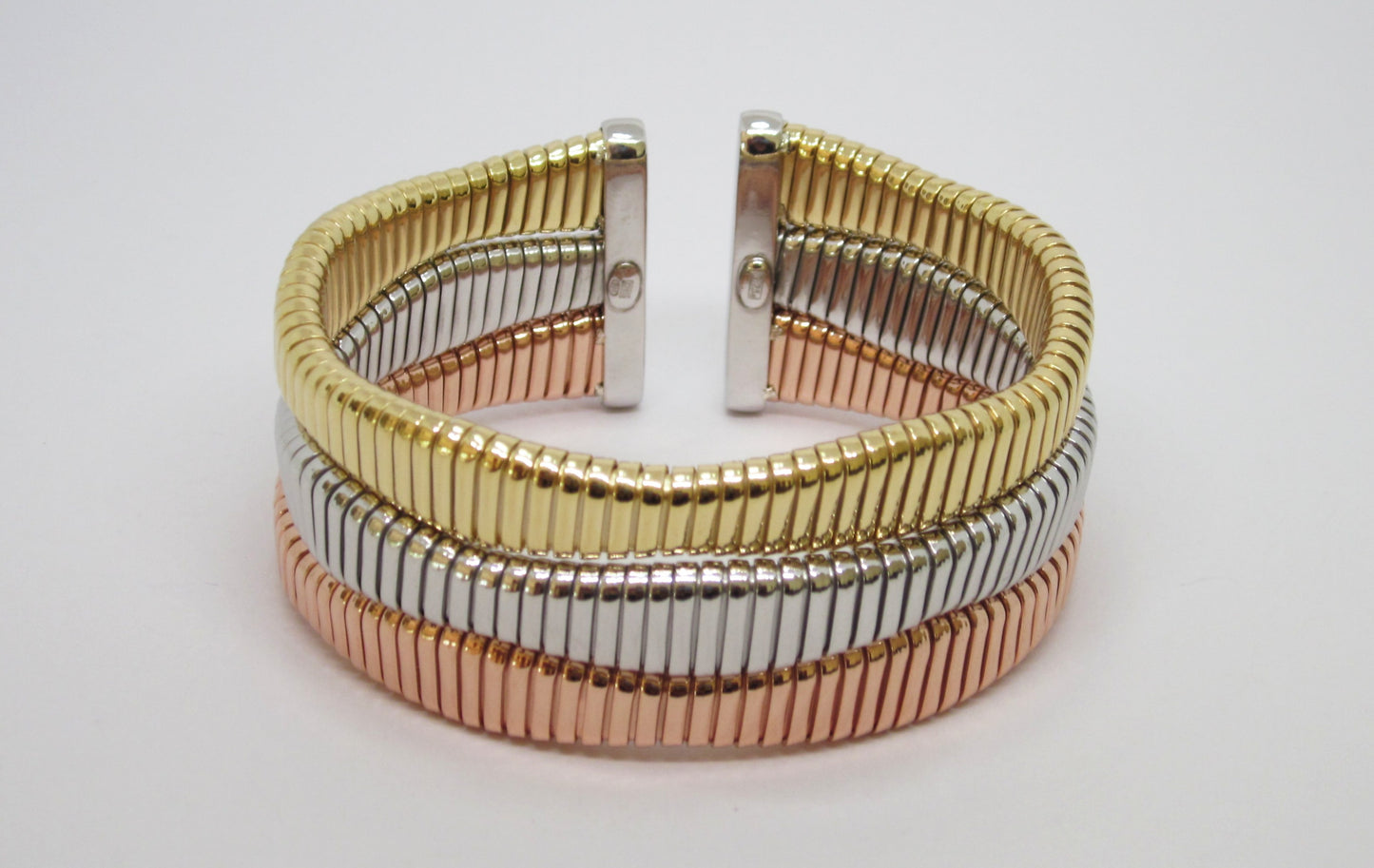 3-color Gold plated 925 Sterling Silver Cuff Bracelet, Everyday Glam, Unisex cuff bracelet, modern statement jewelry