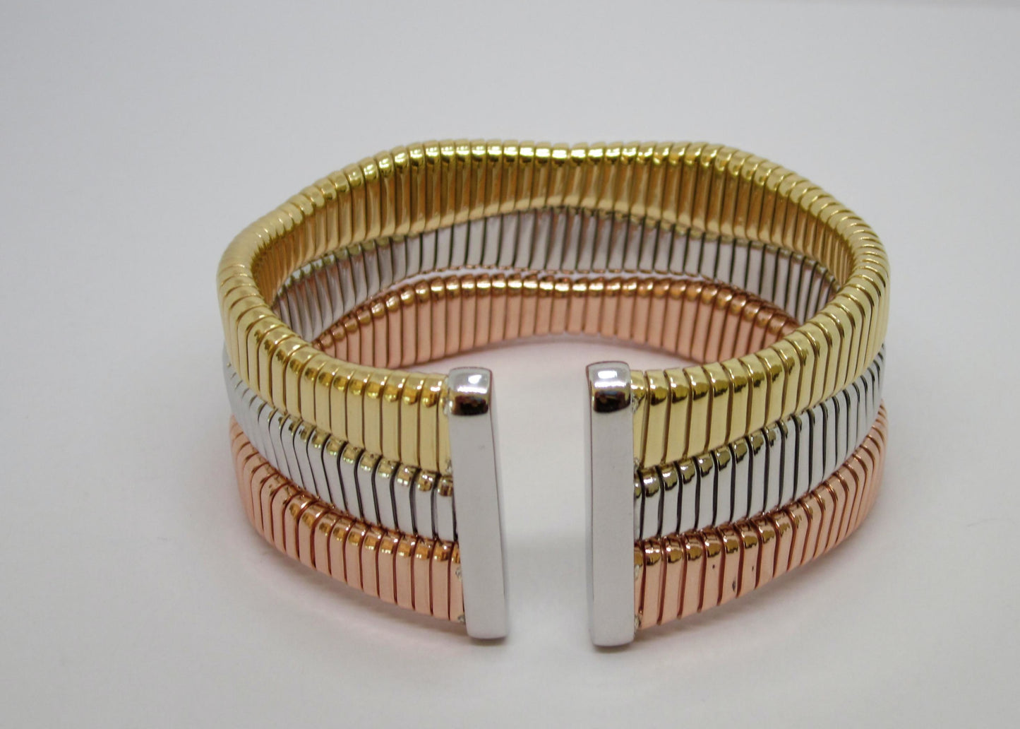 3-color Gold plated 925 Sterling Silver Cuff Bracelet, Everyday Glam, Unisex cuff bracelet, modern statement jewelry