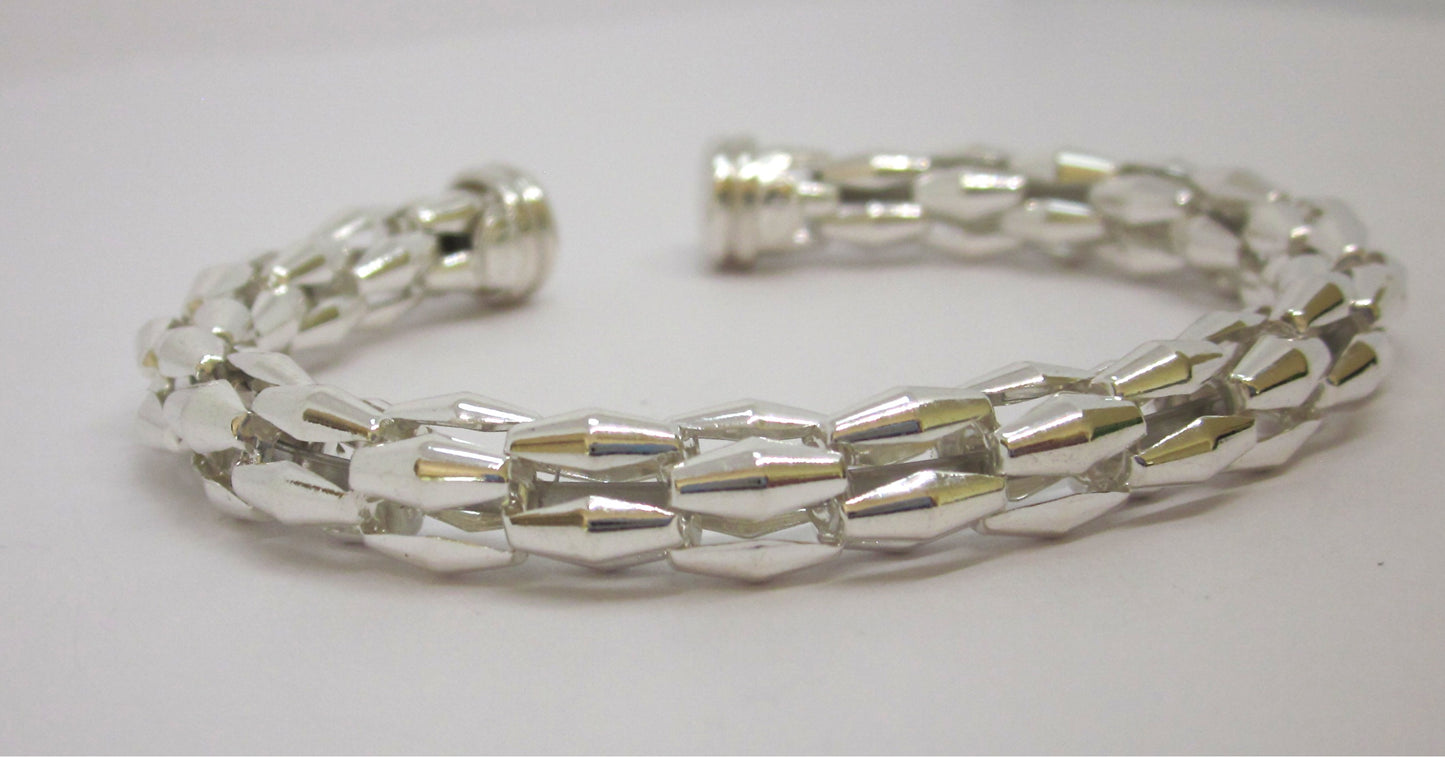 Italian Polished 925 Sterling Silver Bangle - Geometric Design, modern silver bangle, minimalist bangle bracelet.