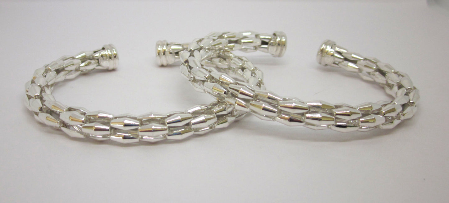 Italian Polished 925 Sterling Silver Bangle - Geometric Design, modern silver bangle, minimalist bangle bracelet.