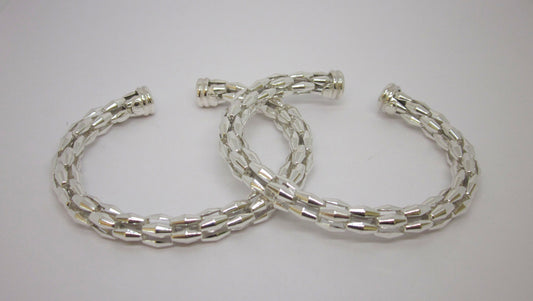 Italian Polished 925 Sterling Silver Bangle - Geometric Design, modern silver bangle, minimalist bangle bracelet.