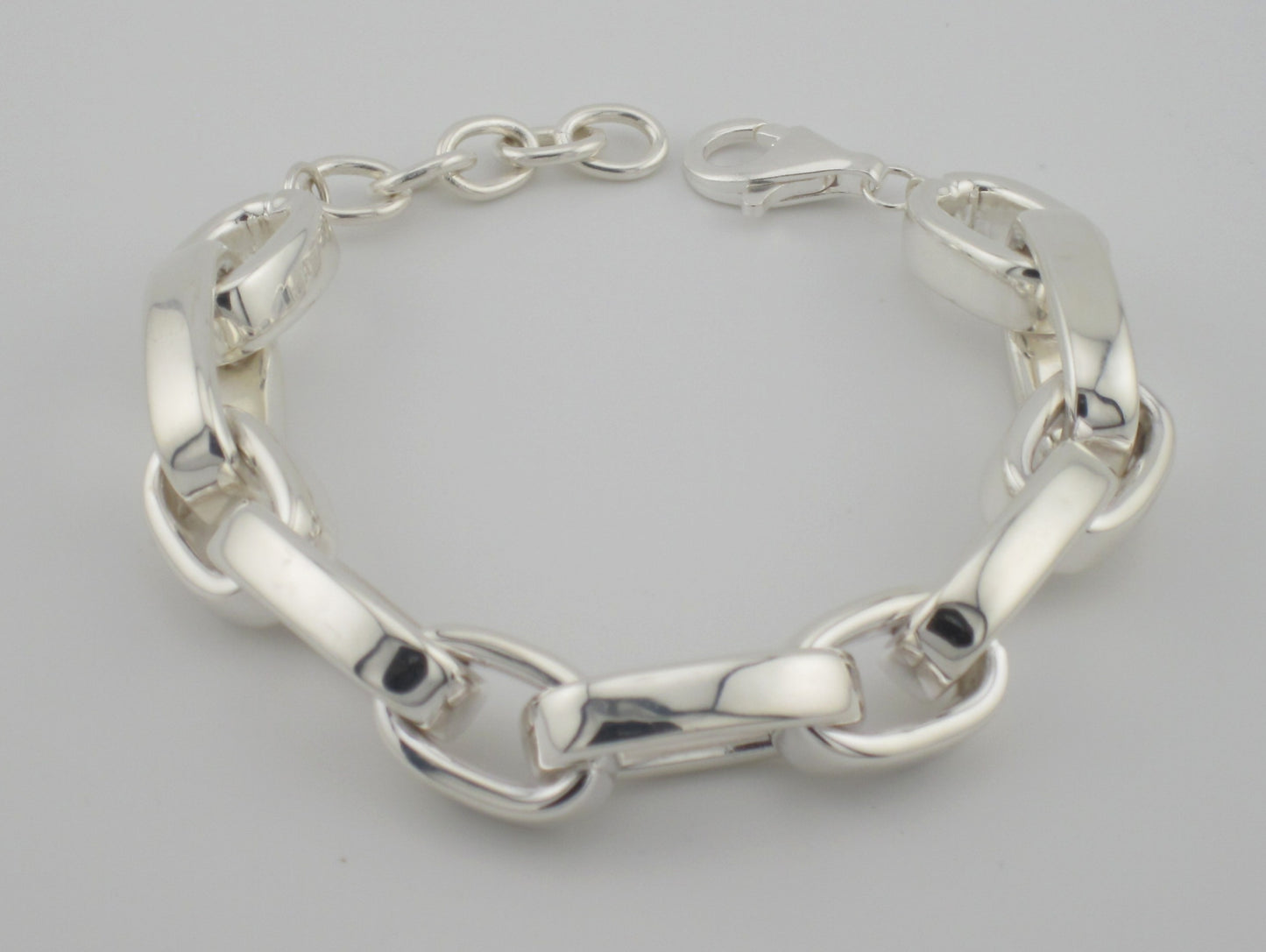 Oversize 925 Sterling Silver Chain Link Bracelet – Modern Statement, Mirror high polished Jewelry
