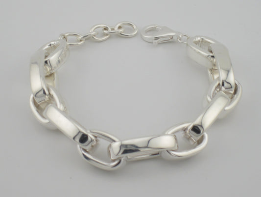 Oversize 925 Sterling Silver Chain Link Bracelet – Modern Statement, Mirror high polished Jewelry