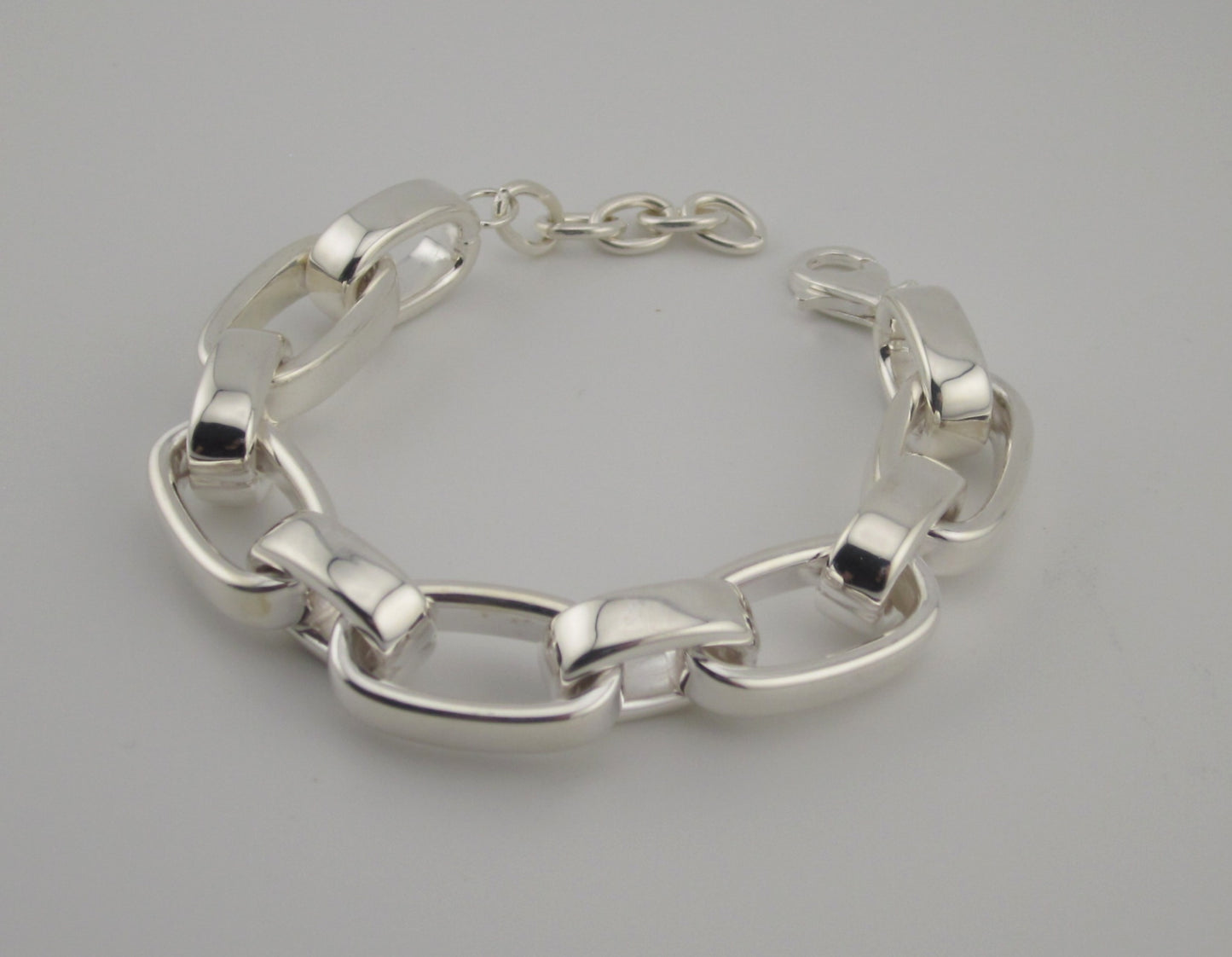 Oversize 925 Sterling Silver Chain Link Bracelet – Modern Statement, Mirror high polished Jewelry