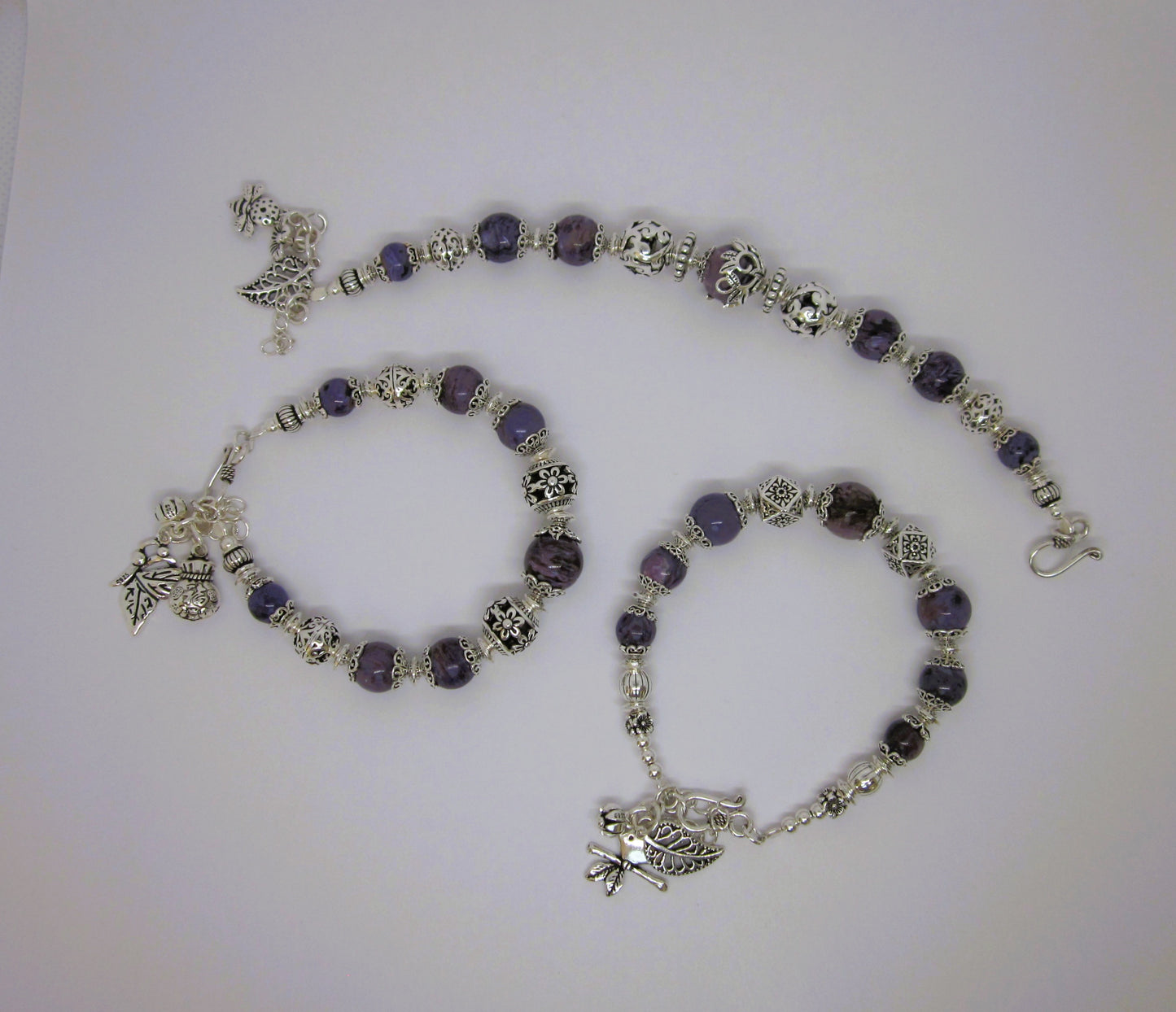 Handmade Purple Charoite & 925 Sterling Silver Bracelet – One of a Kind, Adjustable Length, Spiritual gifts, Genuine gemstone, unique design