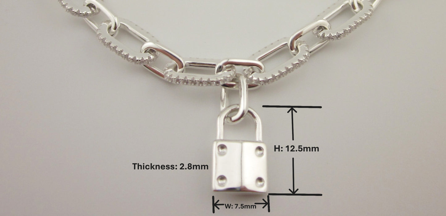 2-Piece 925 Sterling Silver Double Layer Bracelet with Padlock Charm | Layered Chain & Bead Ball Bracelet | Modern Minimalist Jewelry