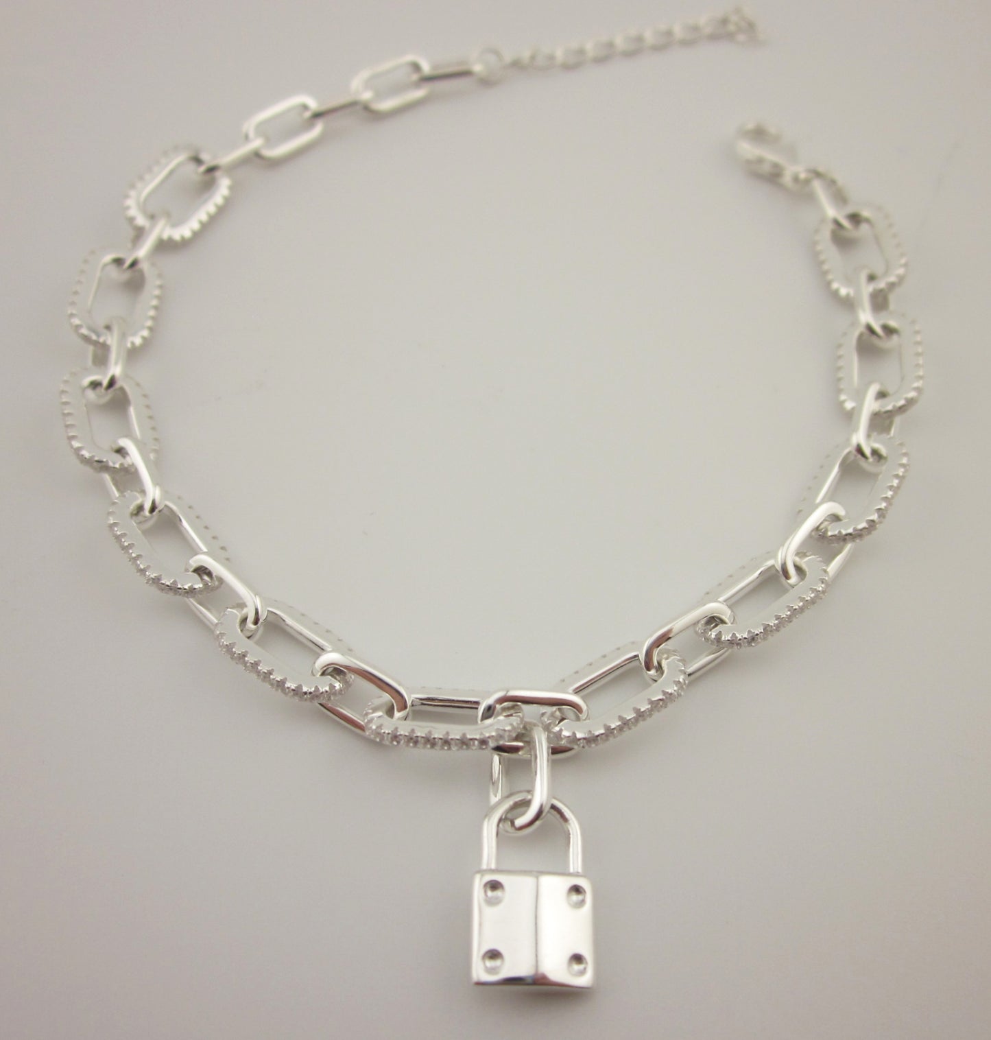 2-Piece 925 Sterling Silver Double Layer Bracelet with Padlock Charm | Layered Chain & Bead Ball Bracelet | Modern Minimalist Jewelry