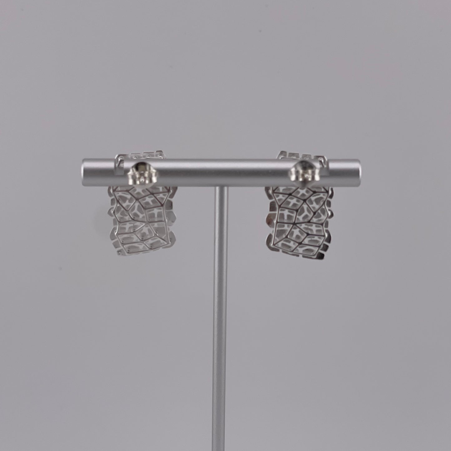 Sterling Silver Mosaic Earrings: Textured Mirror Shine Modern Studs