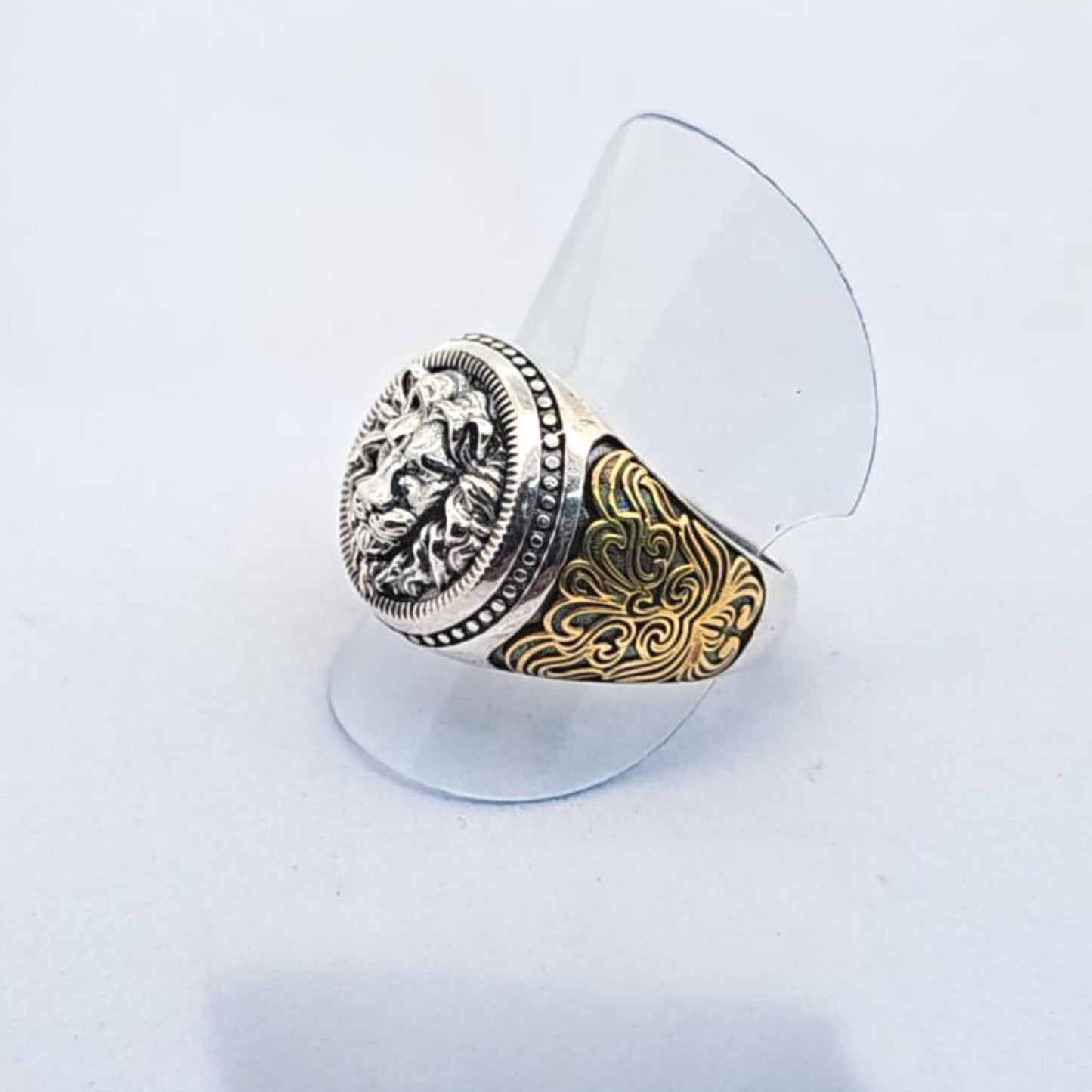 Handmade Sterling Silver Lion Head Ring: Men's Vintage Gothic Statement Jewelry, Adjustable Size