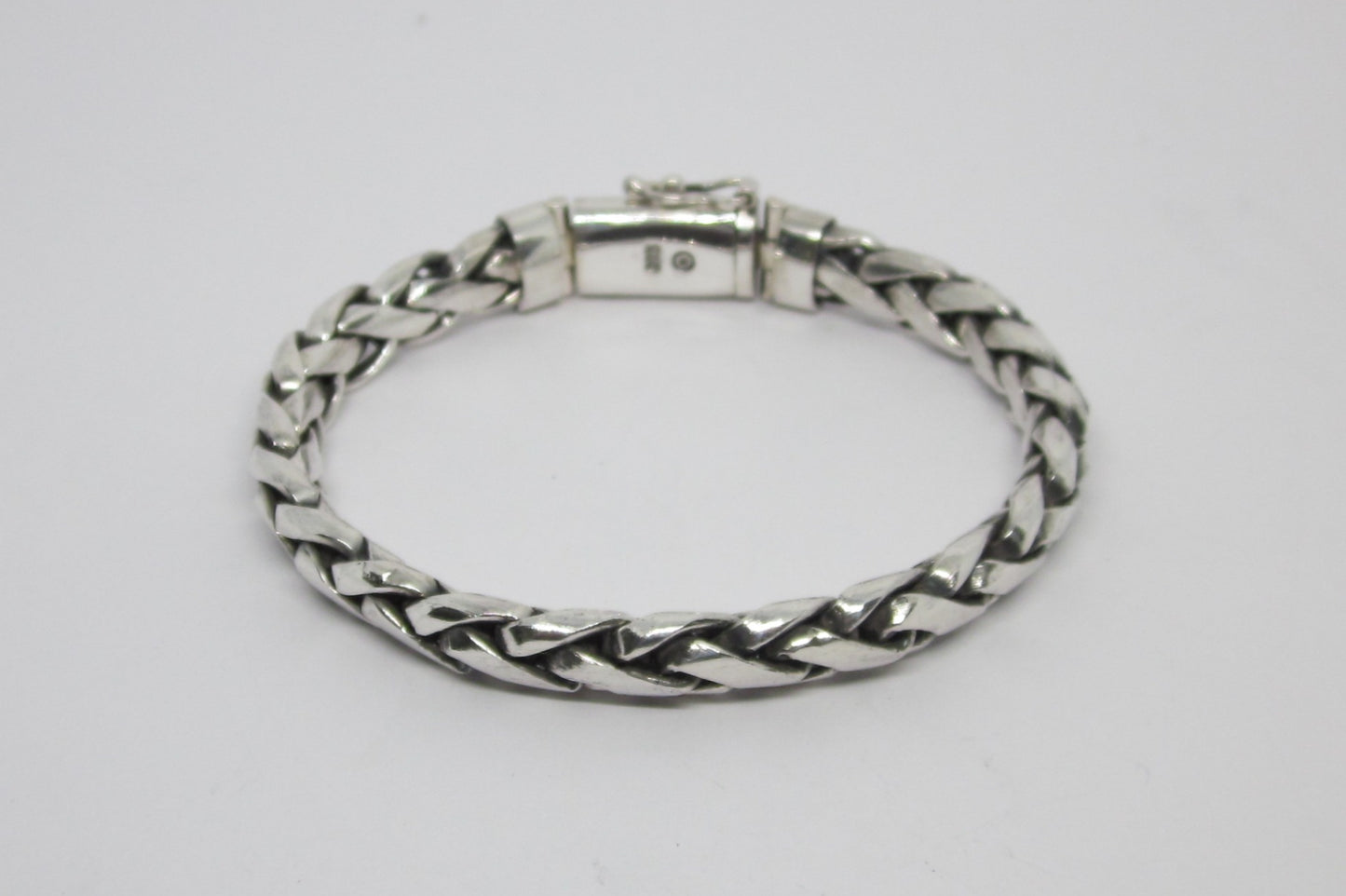 Handmade Woven 925 Sterling Silver Bracelet – Sleek Flat Braid Chain for Men and Women