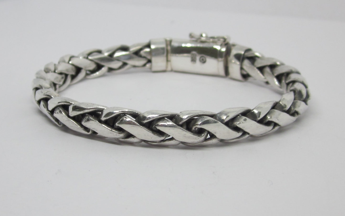 Handmade Woven 925 Sterling Silver Bracelet – Sleek Flat Braid Chain for Men and Women