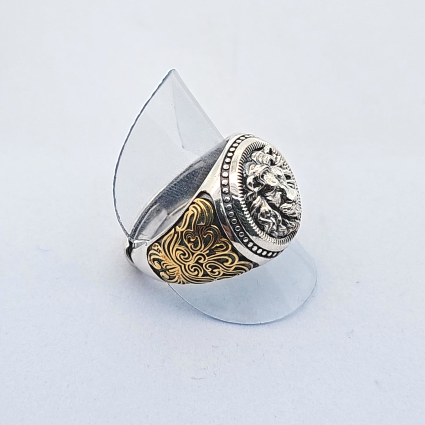 Handmade Sterling Silver Lion Head Ring: Men's Vintage Gothic Statement Jewelry, Adjustable Size