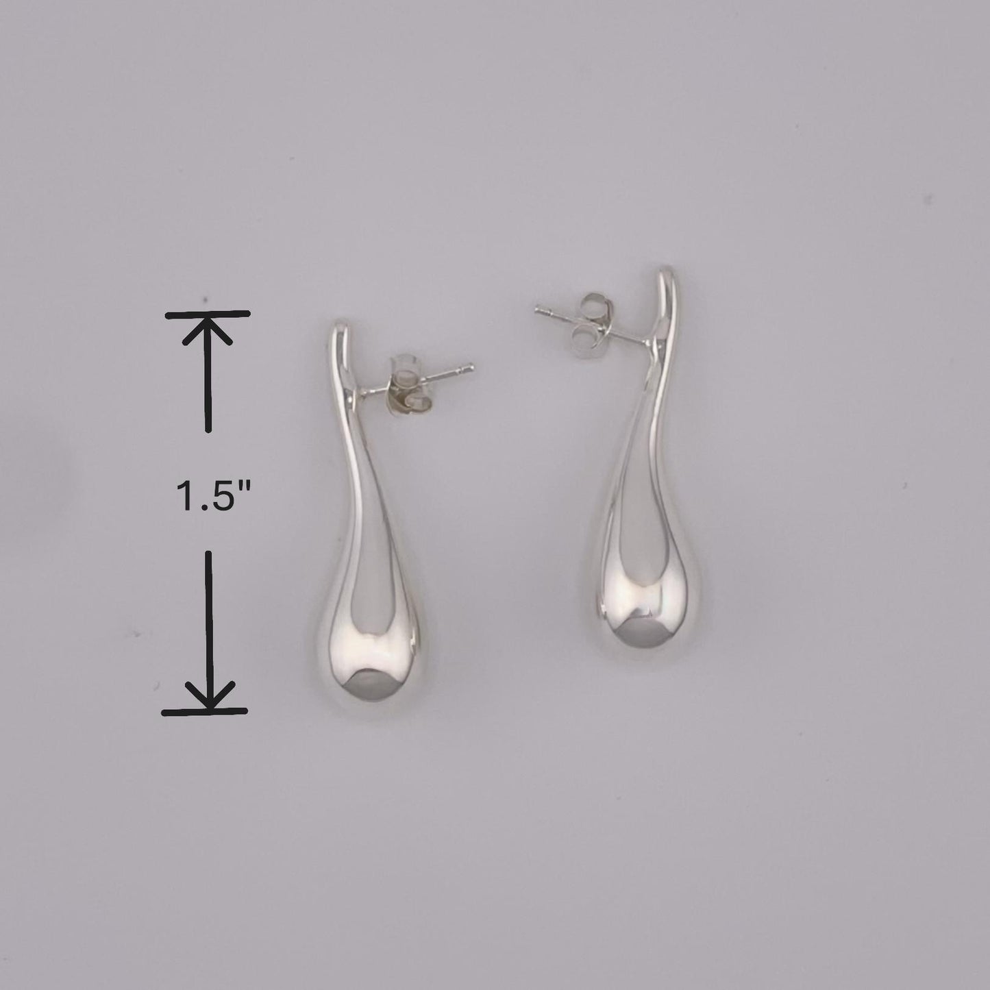 925 Sterling Silver Teardrop Earrings, High-Polished Mirror Shine Minimalist Jewelry