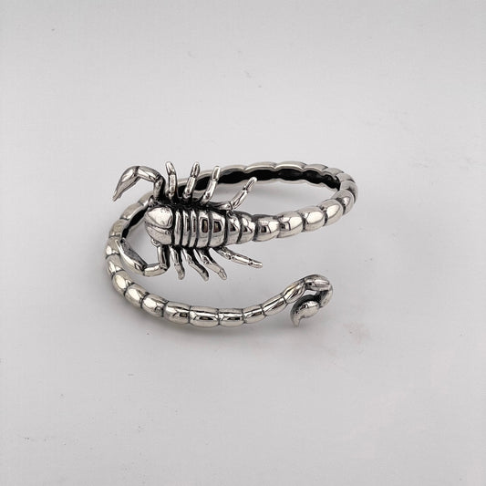 Handmade 925 Sterling Silver Scorpion Cuff Bracelet: Gothic Style, Scorpio Zodiac Bangle