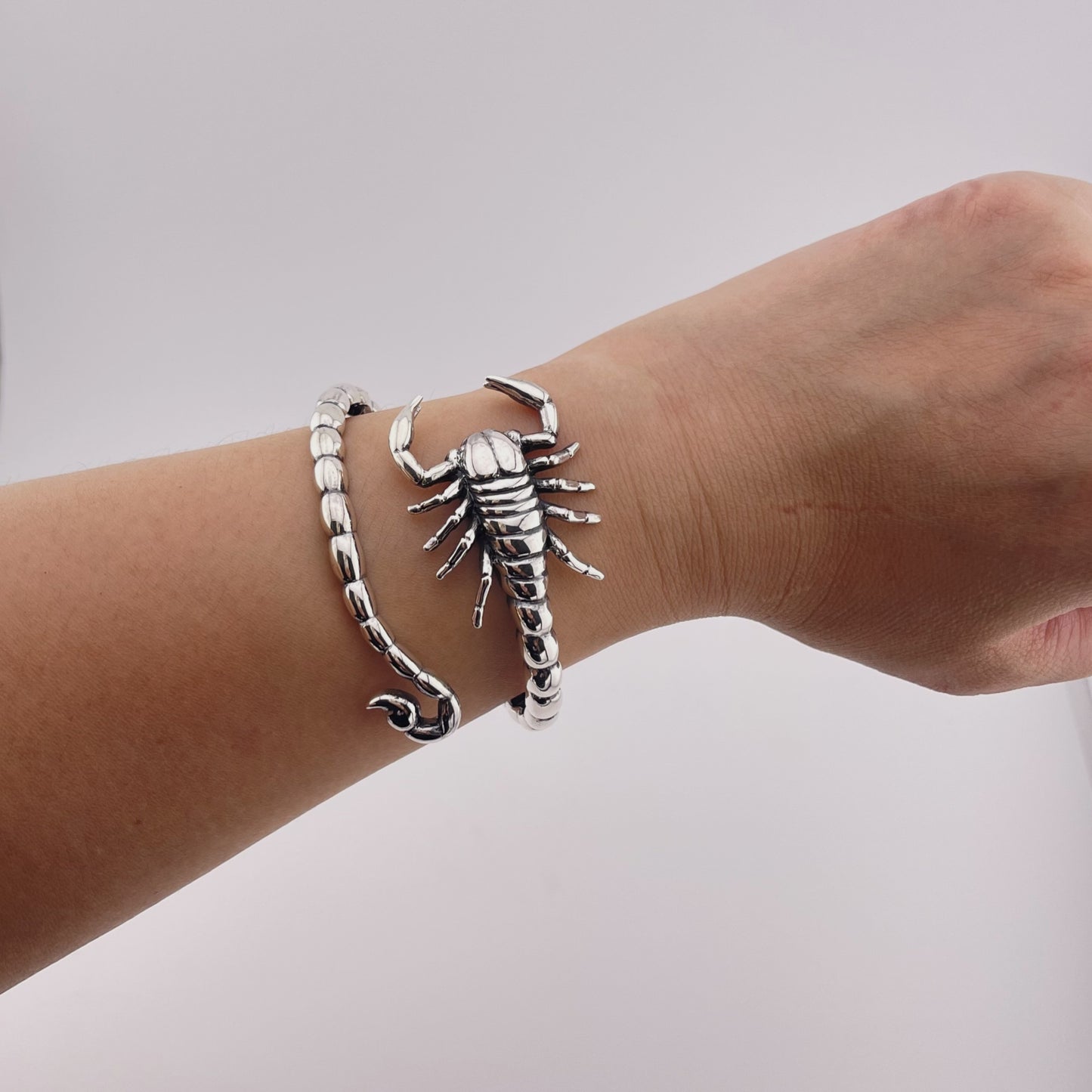 Handmade 925 Sterling Silver Scorpion Cuff Bracelet: Gothic Style, Scorpio Zodiac Bangle