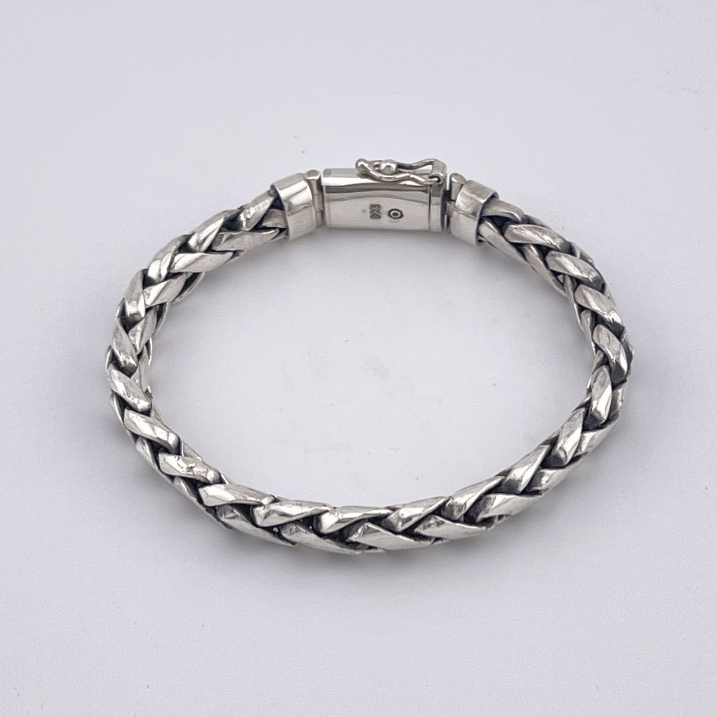 Handmade Woven 925 Sterling Silver Bracelet – Sleek Flat Braid Chain for Men and Women