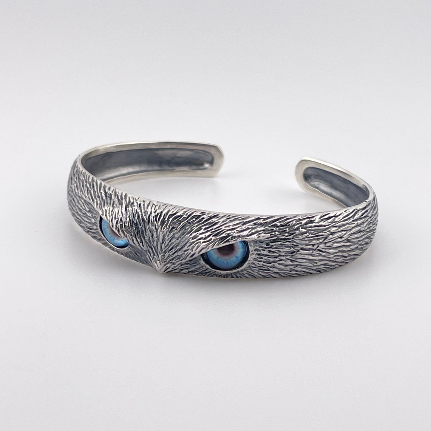 Oxidized Sterling Silver Owl Cuff Bracelet: Handmade Boho Gothic Jewelry