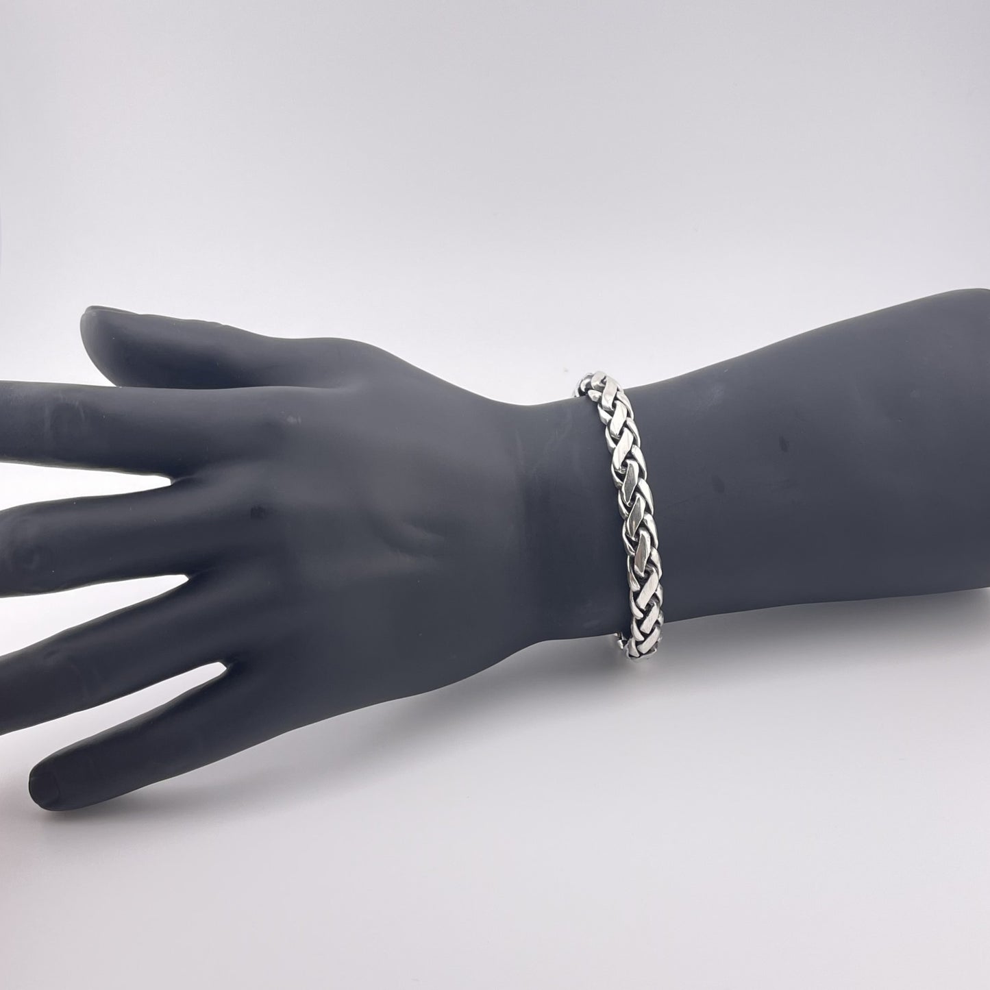 Handmade Woven 925 Sterling Silver Bracelet – Sleek Flat Braid Chain for Men and Women