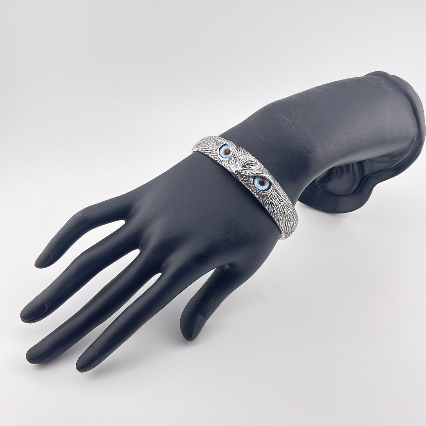 Oxidized Sterling Silver Owl Cuff Bracelet: Handmade Boho Gothic Jewelry