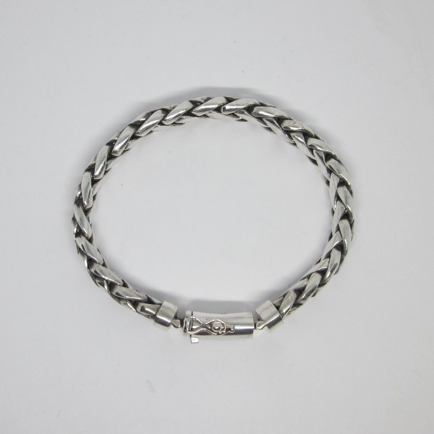 Handmade Woven 925 Sterling Silver Bracelet – Sleek Flat Braid Chain for Men and Women