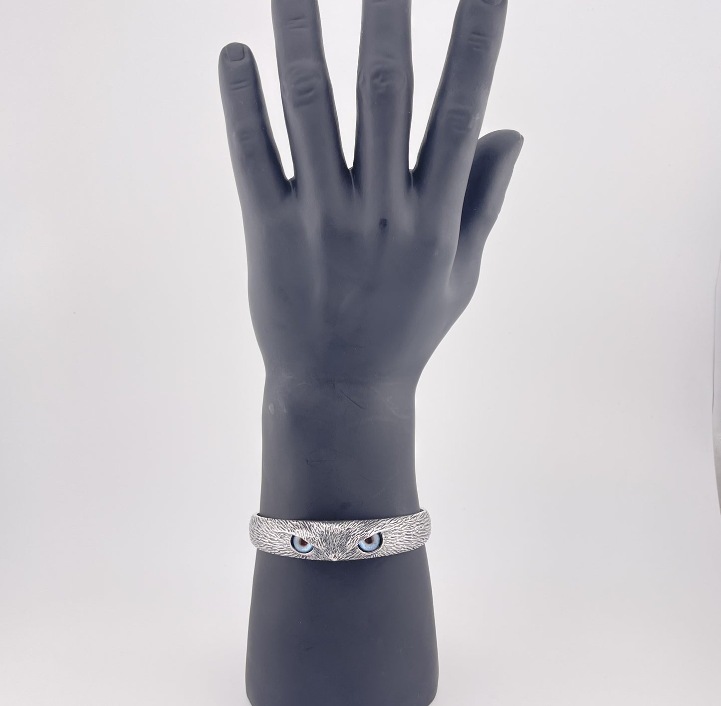 Oxidized Sterling Silver Owl Cuff Bracelet: Handmade Boho Gothic Jewelry