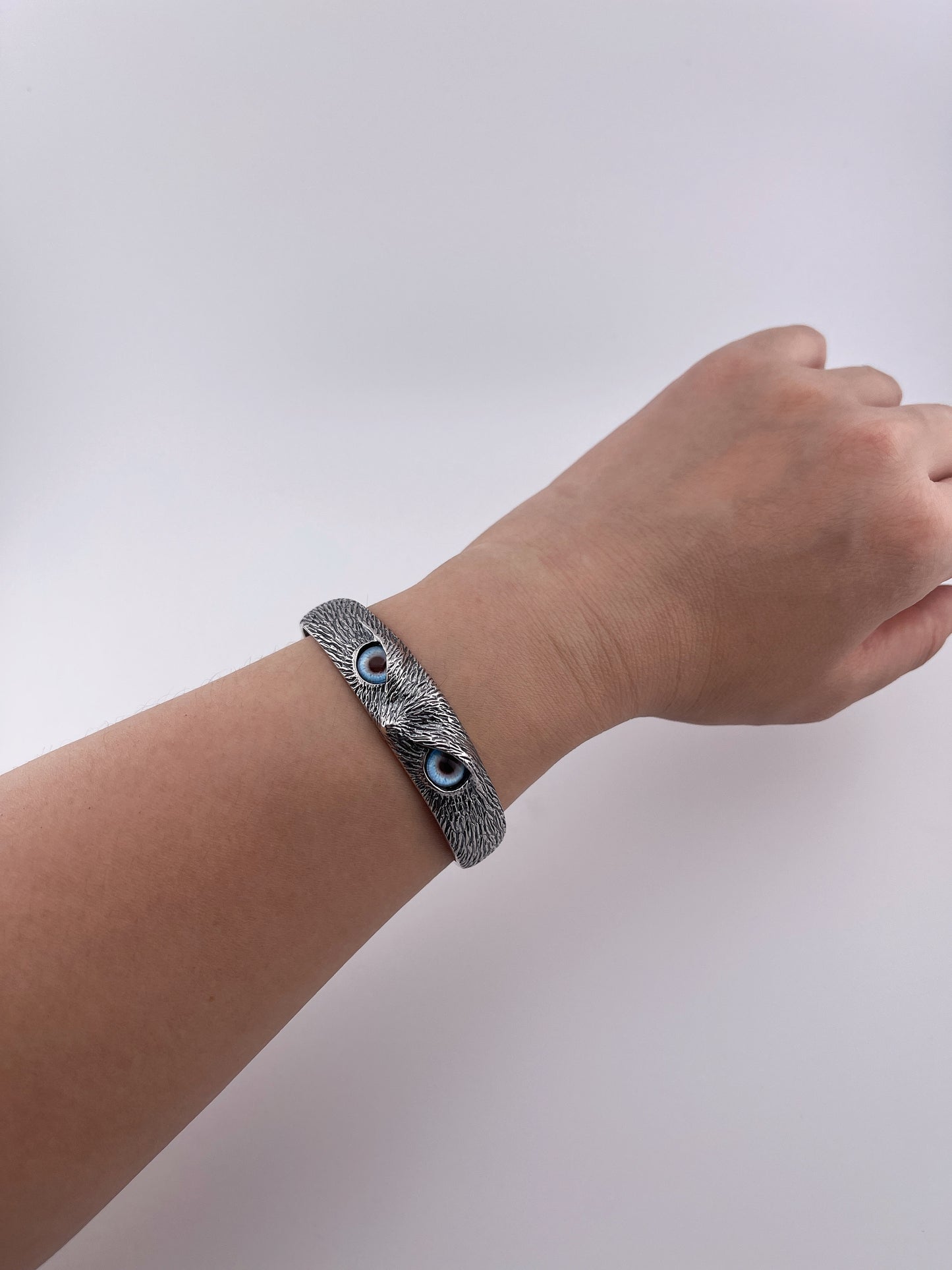 Oxidized Sterling Silver Owl Cuff Bracelet: Handmade Boho Gothic Jewelry
