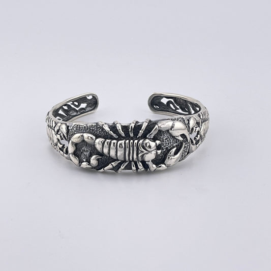 Handmade 925 Sterling Silver Scorpion Cuff Bracelet: Gothic Style, Scorpio Zodiac Bangle