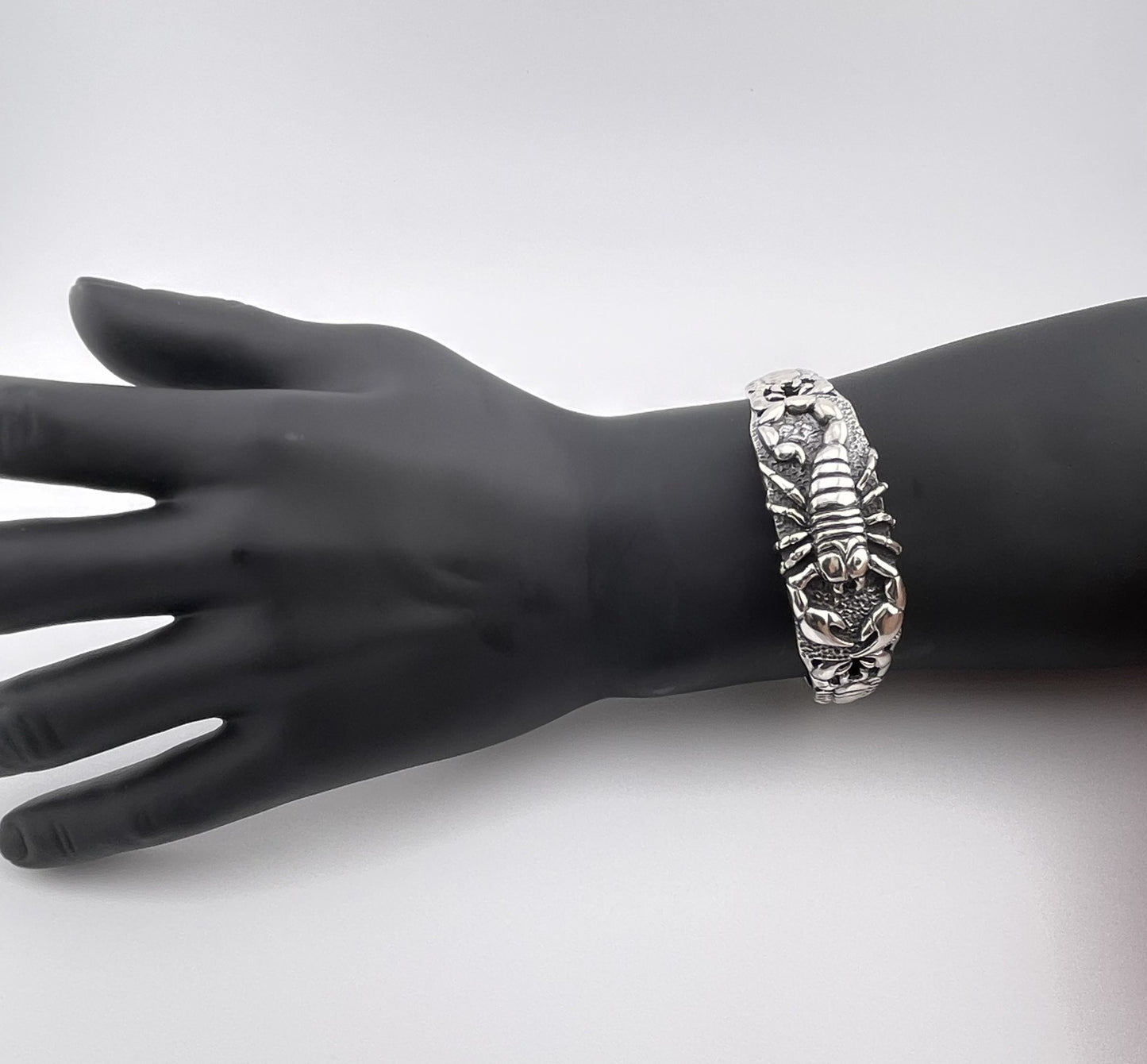 Handmade 925 Sterling Silver Scorpion Cuff Bracelet: Gothic Style, Scorpio Zodiac Bangle