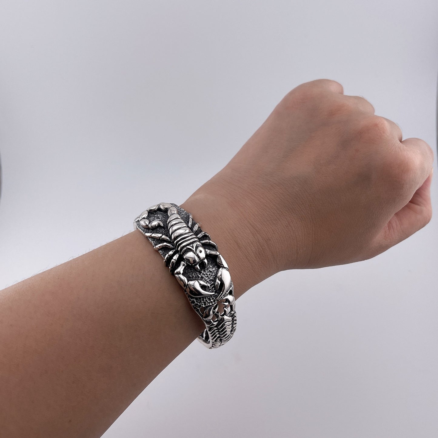 Handmade 925 Sterling Silver Scorpion Cuff Bracelet: Gothic Style, Scorpio Zodiac Bangle