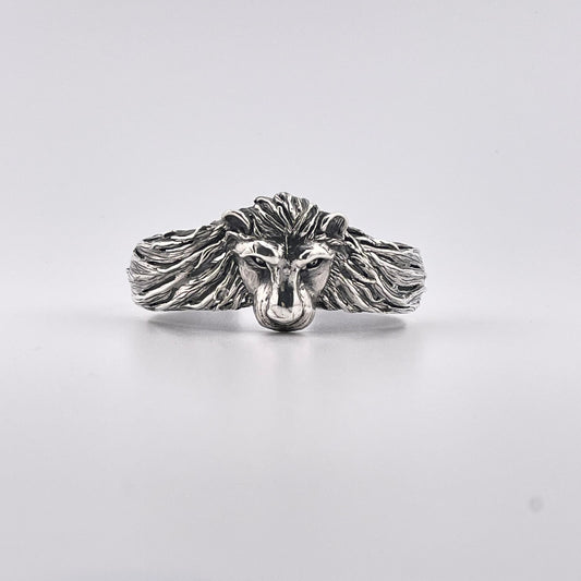 Sterling Silver Lion Head Cuff Bracelet - Handmade Unisex Jewelry, Leo Zodiac Bangle, Gothic Style