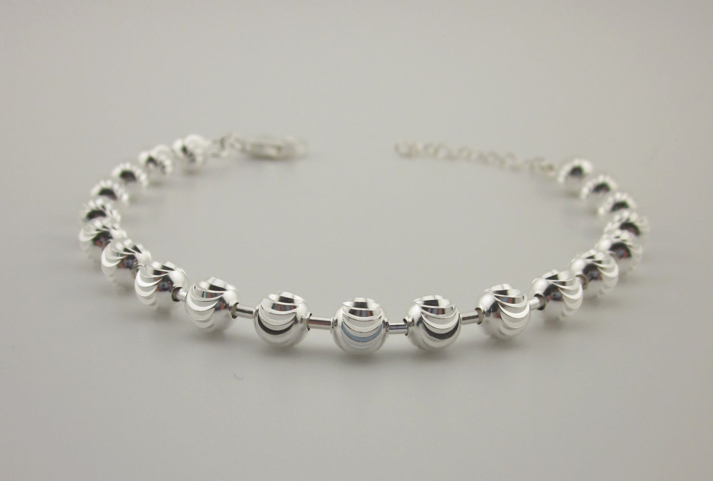 2-Piece 925 Sterling Silver Double Layer Bracelet with Padlock Charm | Layered Chain & Bead Ball Bracelet | Modern Minimalist Jewelry