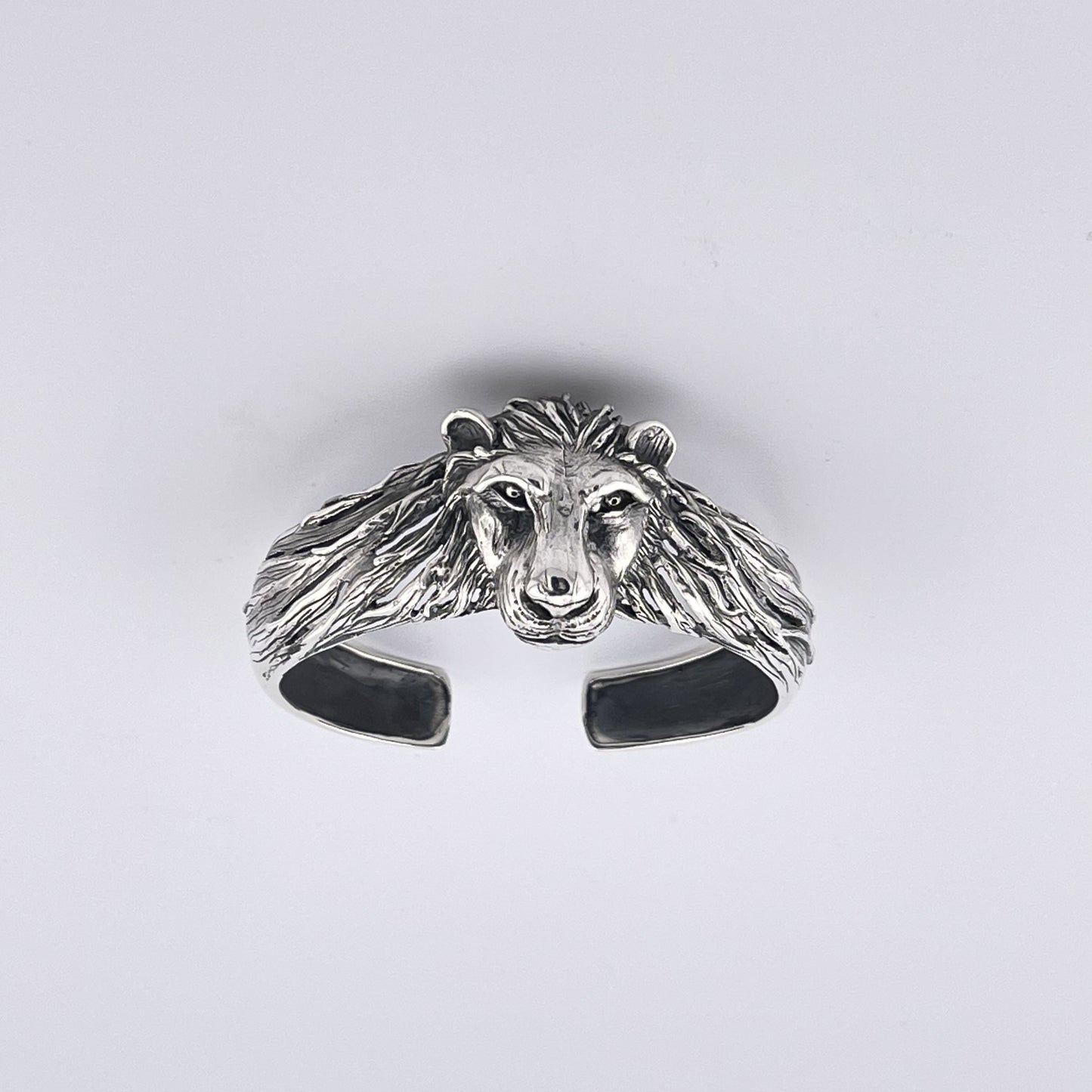 Sterling Silver Lion Head Cuff Bracelet - Handmade Unisex Jewelry, Leo Zodiac Bangle, Gothic Style