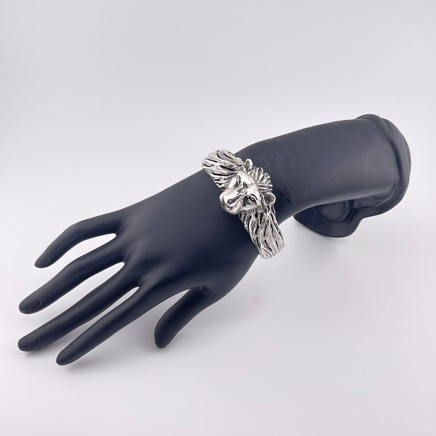 Sterling Silver Lion Head Cuff Bracelet - Handmade Unisex Jewelry, Leo Zodiac Bangle, Gothic Style