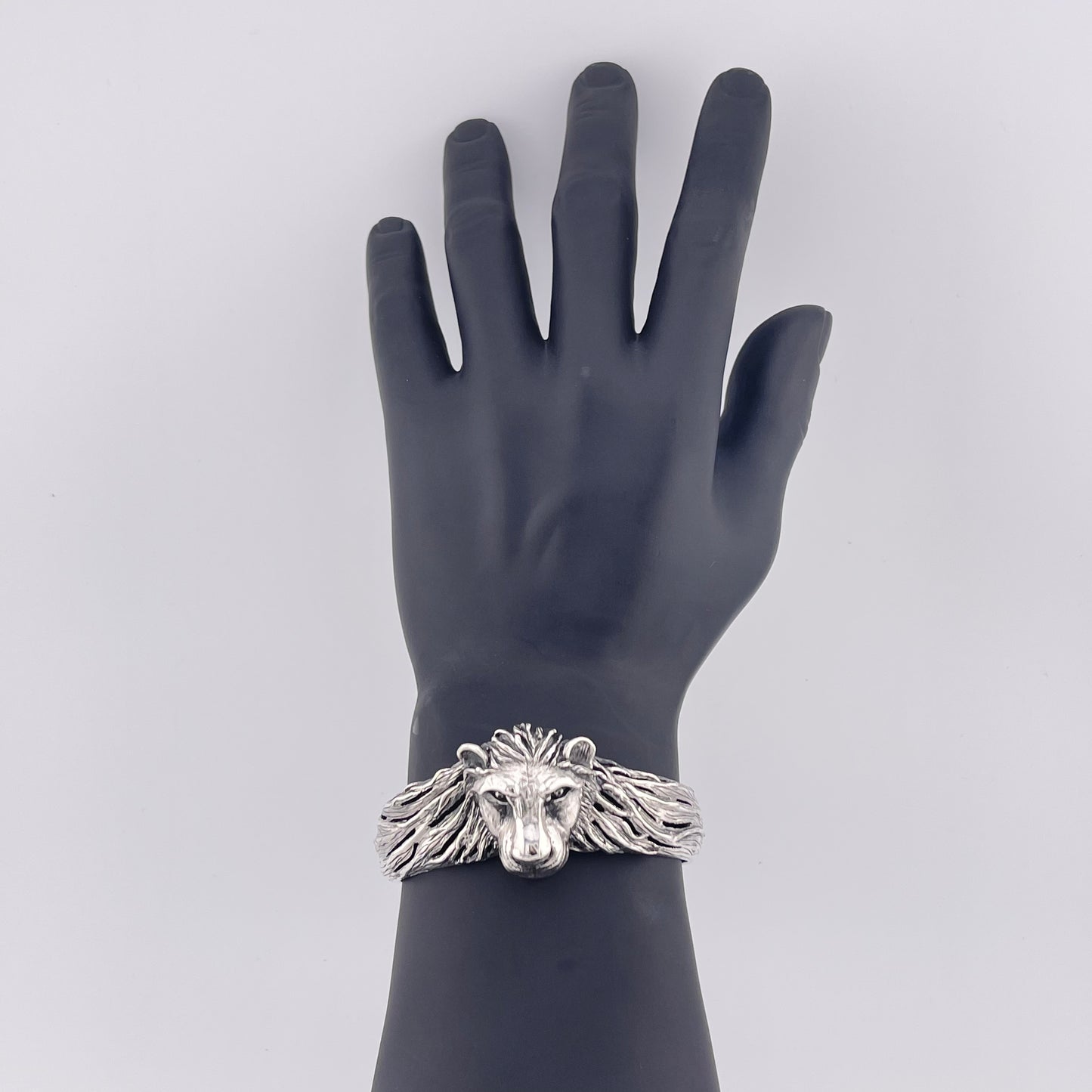 Sterling Silver Lion Head Cuff Bracelet - Handmade Unisex Jewelry, Leo Zodiac Bangle, Gothic Style
