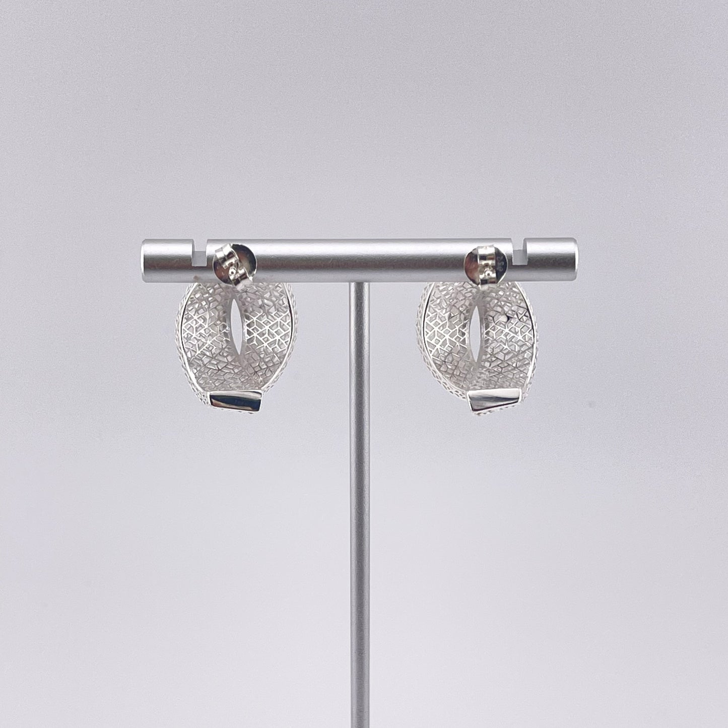 925 Sterling Silver Sculptural Dangle Earrings – Lightweight Openwork Loop Design, Everyday & Formal Jewelry