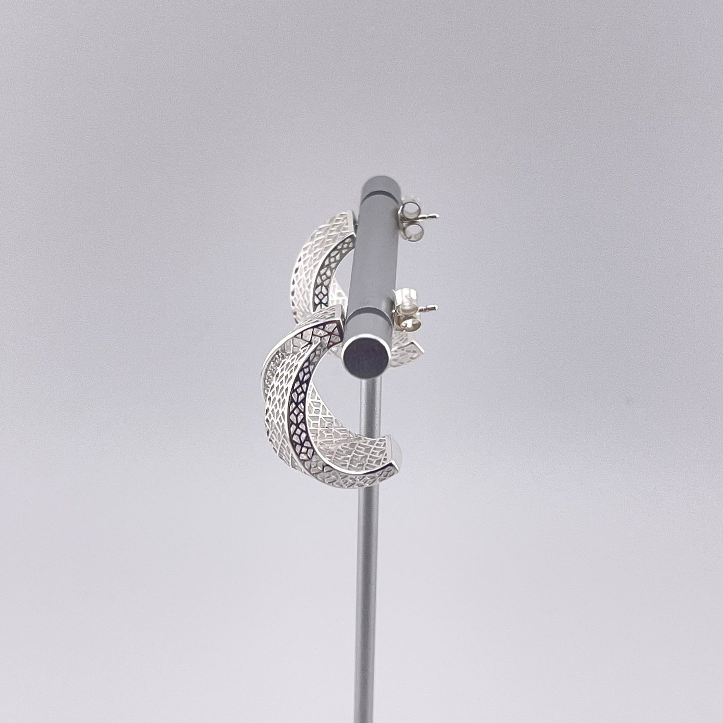 925 Sterling Silver Sculptural Dangle Earrings – Lightweight Openwork Loop Design, Everyday & Formal Jewelry