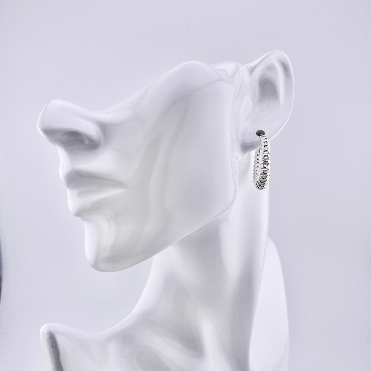 Sterling Silver Spiral Hoop Earrings: Modern Stacked Design