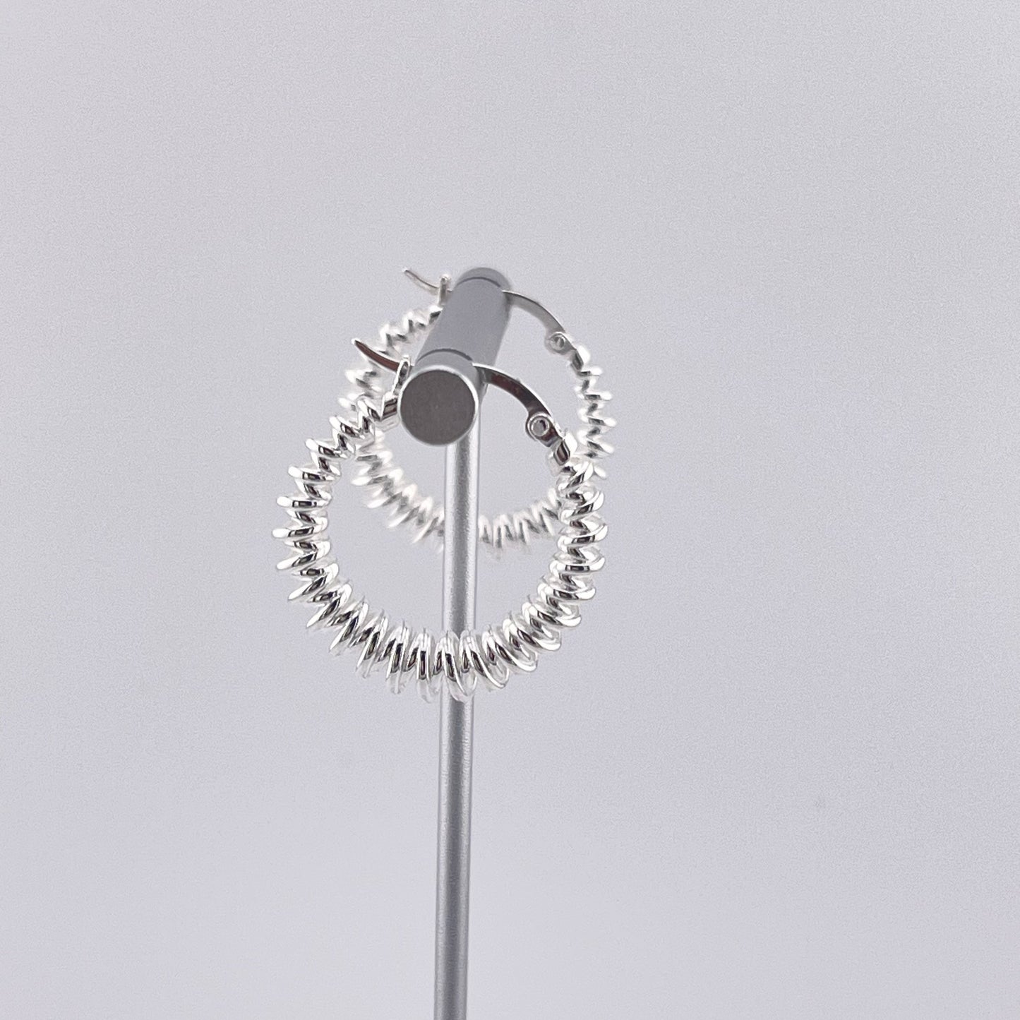 Sterling Silver Spiral Hoop Earrings: Modern Stacked Design